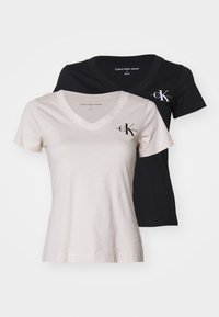 MONOLOGO V NECK TEE 2 PACK - T-shirt basic - moonbeam/black