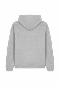Felpa grigia con cappuccio, realizzata in tessuto morbido. Presenta polsini e orlo a costine, design comodo e senza marchi o motivi visibili.
