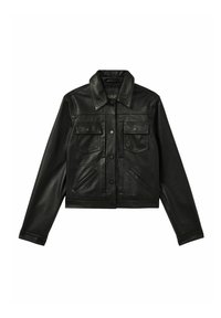 REGULAR FIT - ELY TRUCKER  - Giacca di pelle - black
