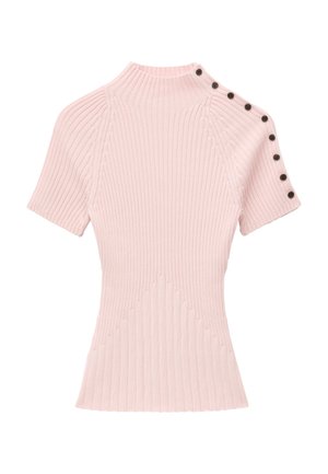 & OTHER STORIES, & OTHER STORIES MOCK-NECK RIBBED TOP - T-shirt imprimé - light pink