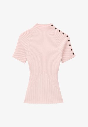 & OTHER STORIES, & OTHER STORIES MOCK-NECK RIBBED TOP - T-shirt imprimé - light pink