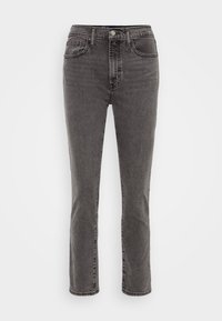 Šedé džíny z denimu s rovný střih, s předními kapsami, zapínáním na knoflík a jemným prošíváním podél švů.