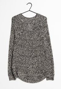 Strickpullover mit Rundhalsausschnitt, langen Ärmeln und einem schwarz-weißen melierten Muster. Mit lässigem Saum und gerippten Bündchen.