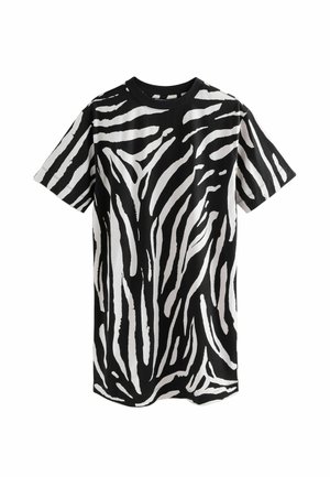 Next REGULAR FIT - Jersey dress - black ecru zebra print