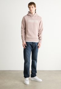 Calvin Klein BOX STRIPED LOGO HOODIE - Kapucni - bark
