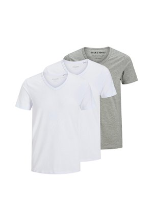 3 PACK - T-shirt basic - hellgrau/weiß