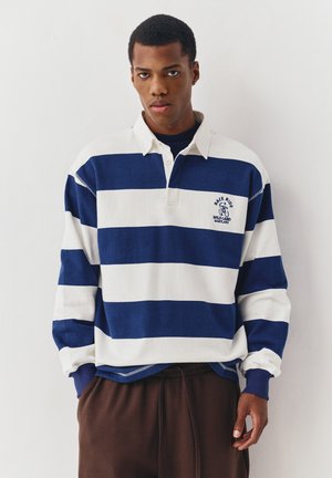 PULL&BEAR STRIPED WITH CYCLIST EMBROIDERY - Poloshirts - dark blue