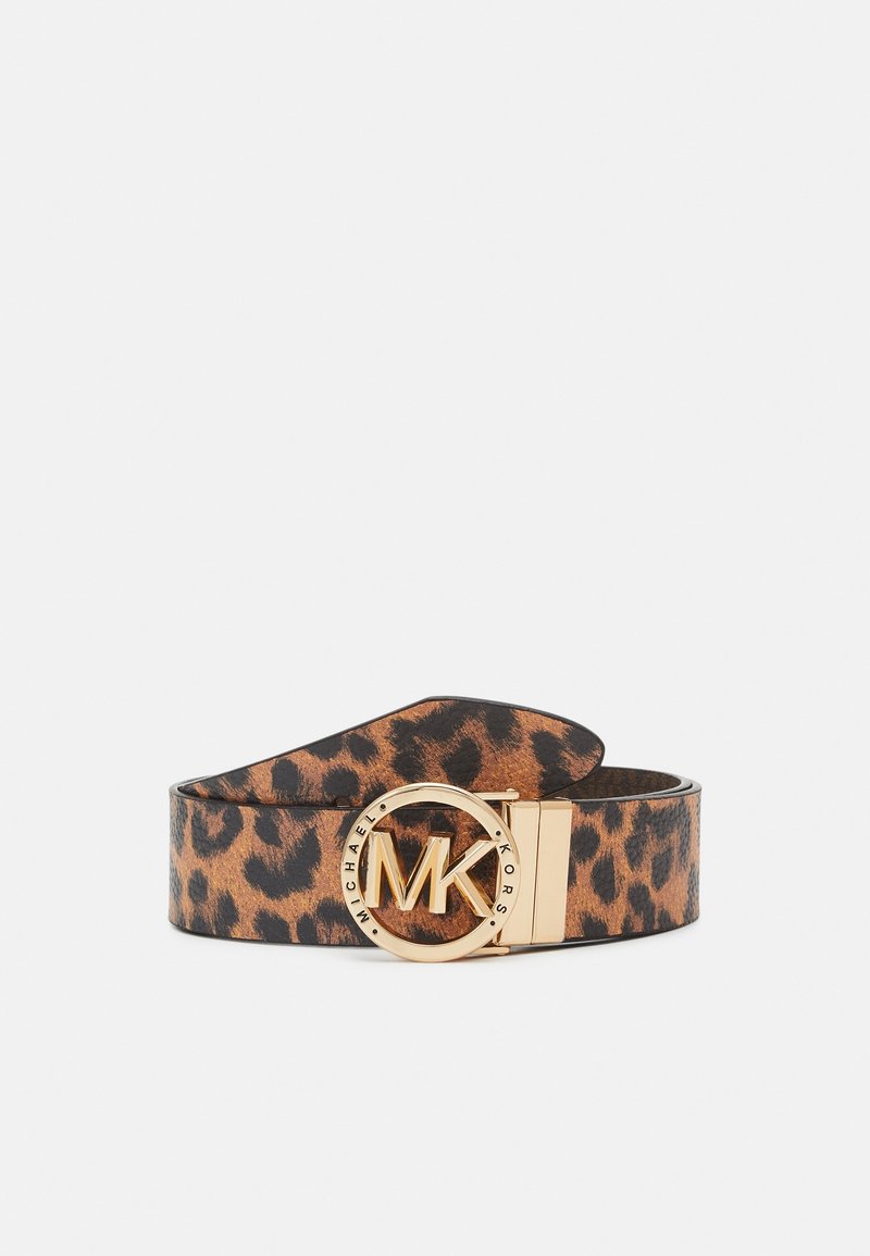 Michael Kors Leopard Print Belt with Gold MK Circular Buckle display picture 2