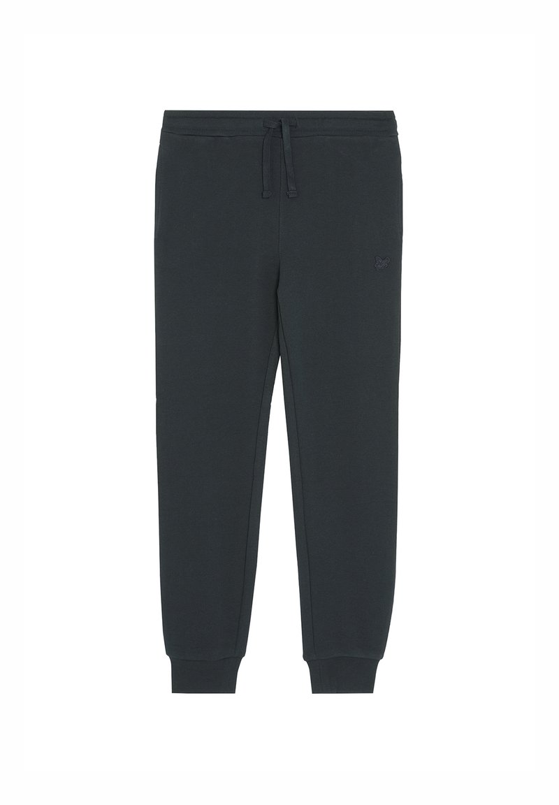 Sorte sweatpants lavet af en bomuldsblanding, med et elastisk taljebånd og snor, tapered manchetter og en lille logo detalje.