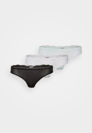 THONG 3 PACK STRETCH - Tango nohavičky - black/white/moonlight jade