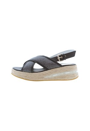 GLORY PRINT - Sandaletter med kilklack - blk