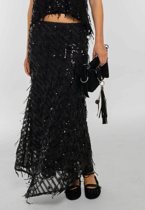 MIDI DE LENTEJUELAS DE - Jupe longue - black