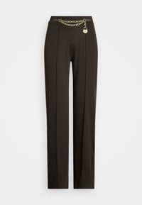 Lauren Ralph Lauren CHAIN TRIM PLEATED JERSEY WIDE-LEG PANT - Kelnės - circuit brown