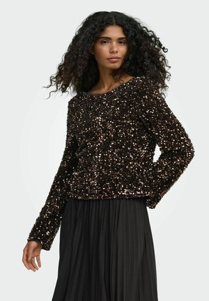 ONLY, ONLCONFIDENCE L/S SEQUIN BOW TOP JRS - Blouse - chocolate torte