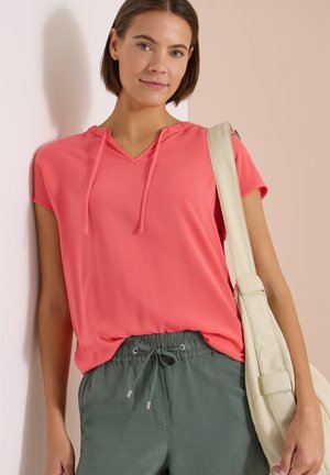 Cecil, SHORT-SLEEVE BLOUSE WITH TEXTURED MIX - T-shirt basic - shiny coral