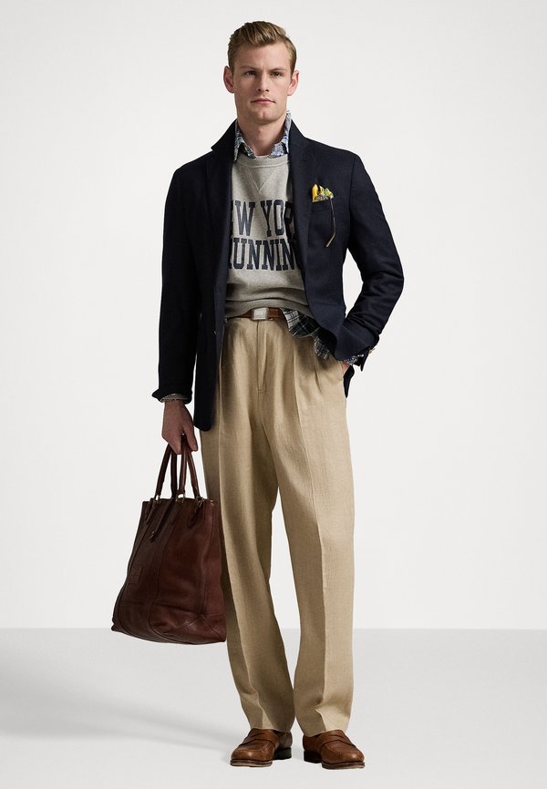 Whitman Relaxed Fit Herringbone Trouser - Trousers - beige4