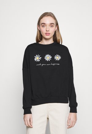 Printed Crew Neck Sweatshirt - Mikina - black