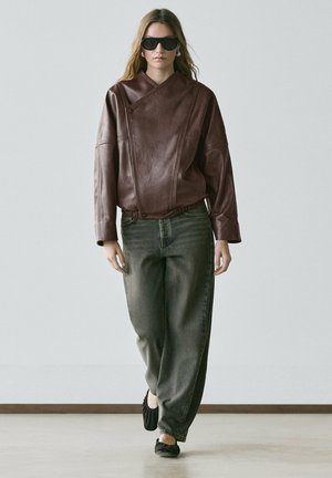 ASYMMETRIC - Leren jas - dark brown