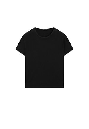 Massimo Dutti SHORT-SLEEVE WITH CREW NECK - Jednoduché tričko - black