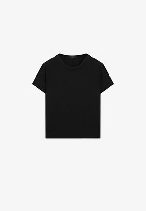 Massimo Dutti SHORT-SLEEVE WITH CREW NECK - T-shirt basic - black