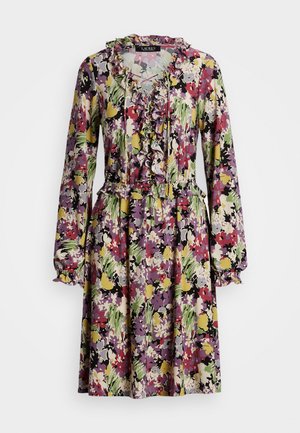 Lauren Ralph Lauren ZANKAYA LONG SLEEVE DAY DRESS - Žerzejové šaty - black/lavender/multi