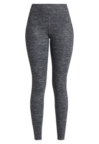 Leggings a vita alta in un motivo grigio scuro mélange, realizzati in un tessuto elastico, con una superficie liscia e senza chiusure visibili.