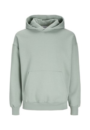 Müntroheline kapuutsiga dressipluus, mis on valmistatud pehmest puuvillasegust, ees on tasku-kangaroo, ribatrellitud vöödega ja tõmbluku kapuutsiga.