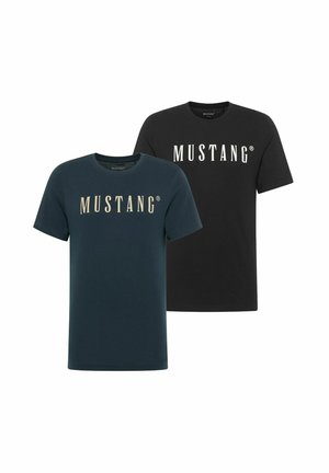 AUSTIN CREW-NECK RUNDHALS KURZARM REGULAR FIT 2ER PACK - Print T-shirt - navy   schwarz