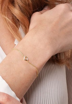 trendor, DAMEN-ARMBAND MIT ZIRKONIA-HERZ 925 SILBER VERGOLDET 18,5 CM - Bracelet - gold-coloured