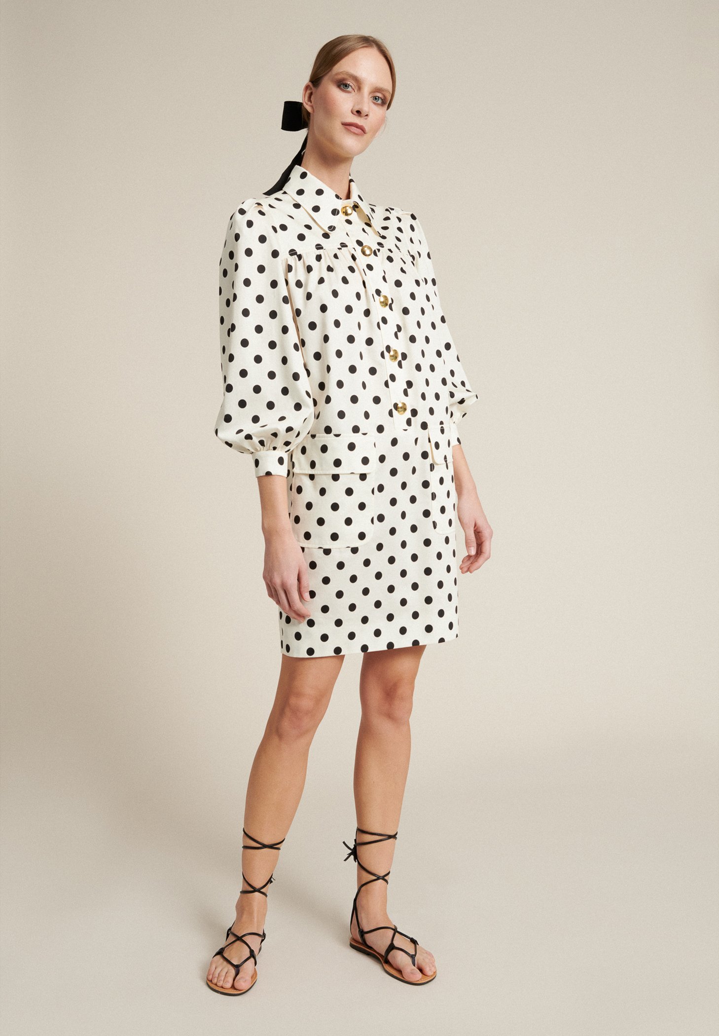 Luisa Spagnoli Abito a camicia - panna/pois nero/avorio - Zalando.it