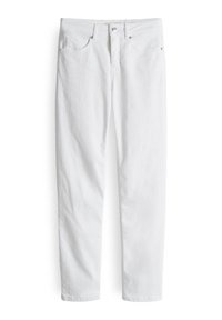 Witte denim jeans met een rechte pasvorm, voorzien van twee voorkzakken, een knoopsluiting en subtiele stiksels.