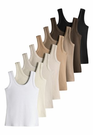 THE SET, 8 PACK RIBBED SCOOP VESTS - Top - neutral