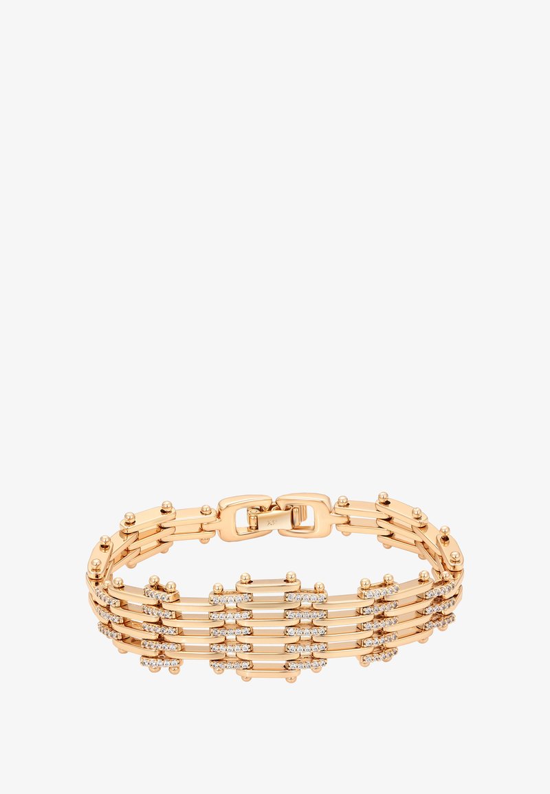 Zelts aproce ar savienotiem horizontāliem stieņiem un mazām caurspīdīgām dārgakmeņiem, kurai ir taisnstūra sprādze.