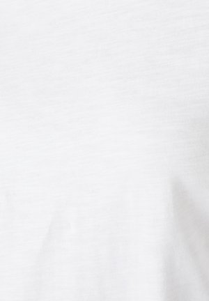 Tessuto di cotone bianco, leggermente testurizzato con un sottile motivo a righe. Finitura liscia senza cuciture o decorazioni visibili.