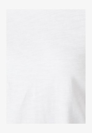 Tessuto di cotone bianco, leggermente testurizzato con un sottile motivo a righe. Finitura liscia senza cuciture o decorazioni visibili.