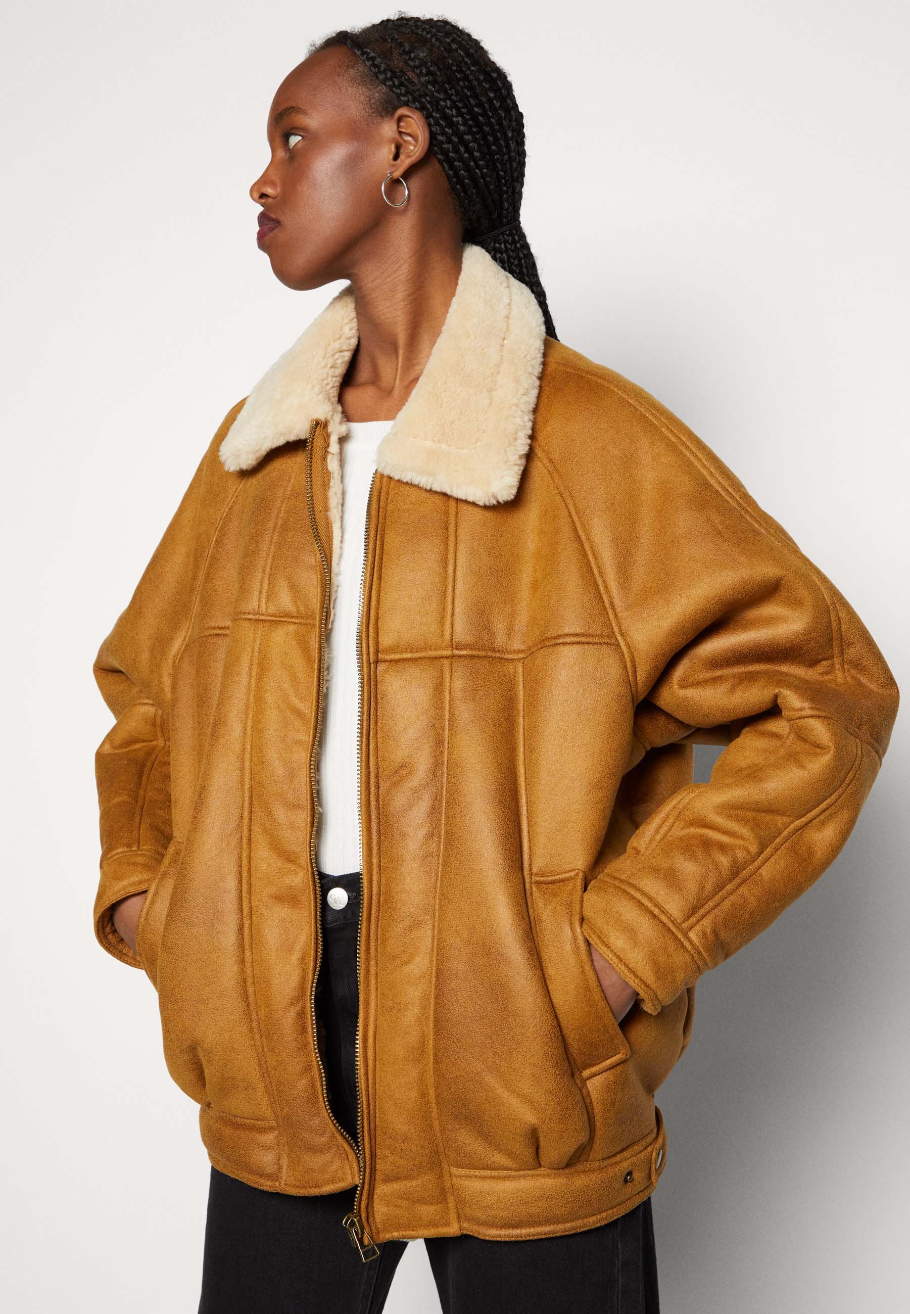 BDG Urban Outfitters Suedette Harrington Jacket Light Jacket, Women's, Size: XS, Brown