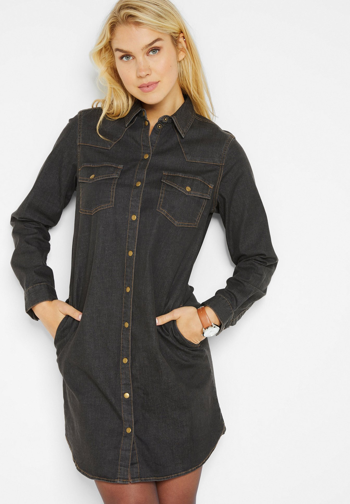 bonprix Vestito di jeans - schwarz/nero - Zalando.it