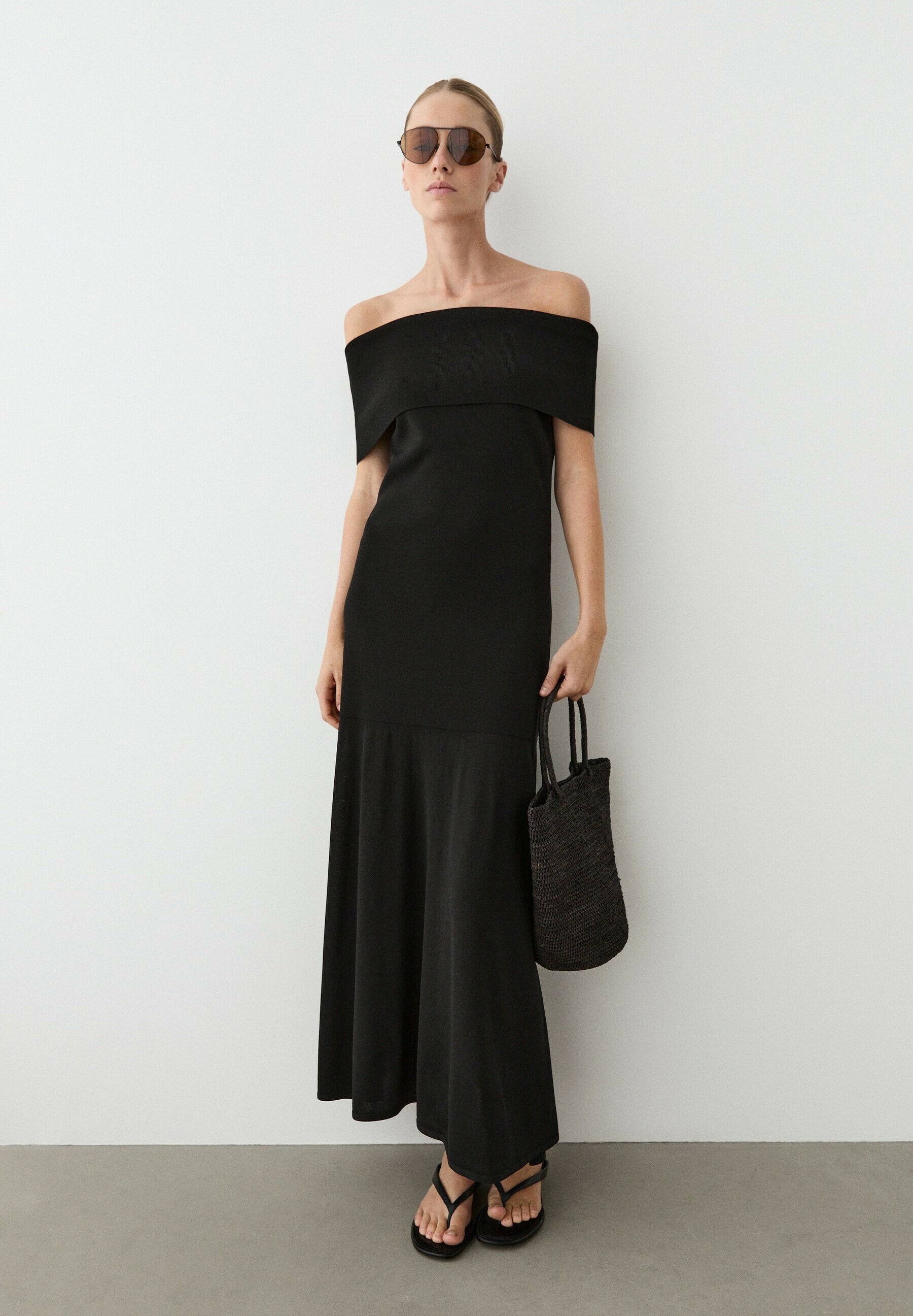 massimo dutti black knit dress KNITTED OFF-THE-SHOULDER MIDI - Maxi dress Mystical Auditorium