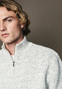 Next ZIP NECK FIT - REGULAR FIT CHENILLE TEXTURE QUARTER ZIP - Stickad tröja - ecru white