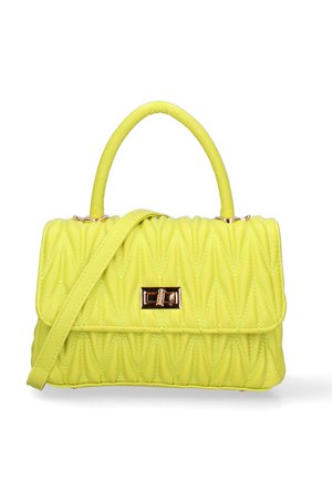Borsa a tracolla trapuntata di un vivace giallo, dal design strutturato, con manico superiore, tracolla rimovibile e dettagli in metallo dorato.