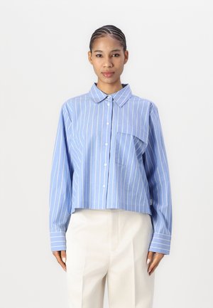 TOM TAILOR DENIM BOXY SHIRT WITH POCKET - Gombos blúz - mid blue/white