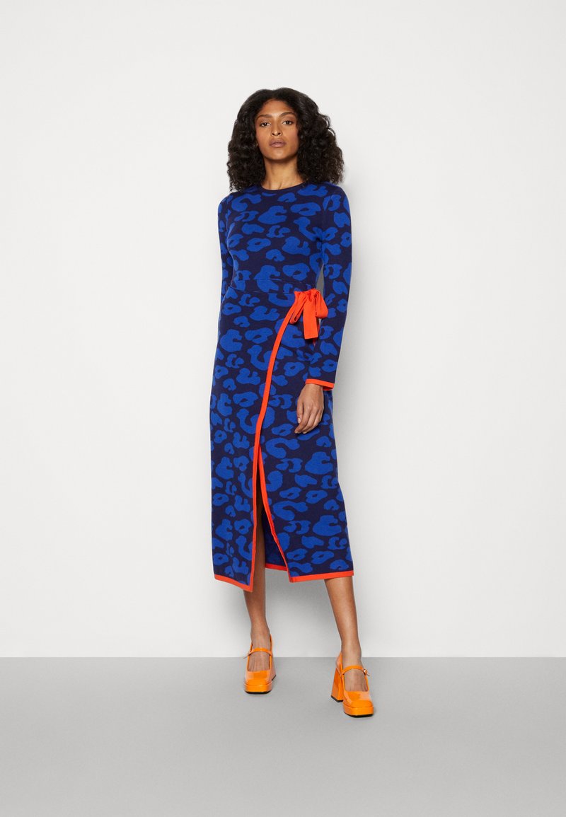 Never Fully Dressed ALLY ANIMAL WRAP DRESS Jumper dress blue Zalando.de