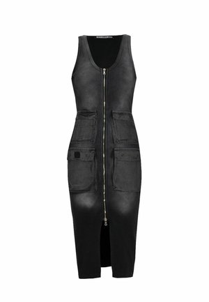 #VDR VILLADELLEROSE, WASHED-EFFECT ZIP-UP DRESS - Φόρεμα σε ίσια γραμμή - black