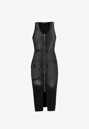 #VDR VILLADELLEROSE, WASHED-EFFECT ZIP-UP DRESS - Φόρεμα σε ίσια γραμμή - black