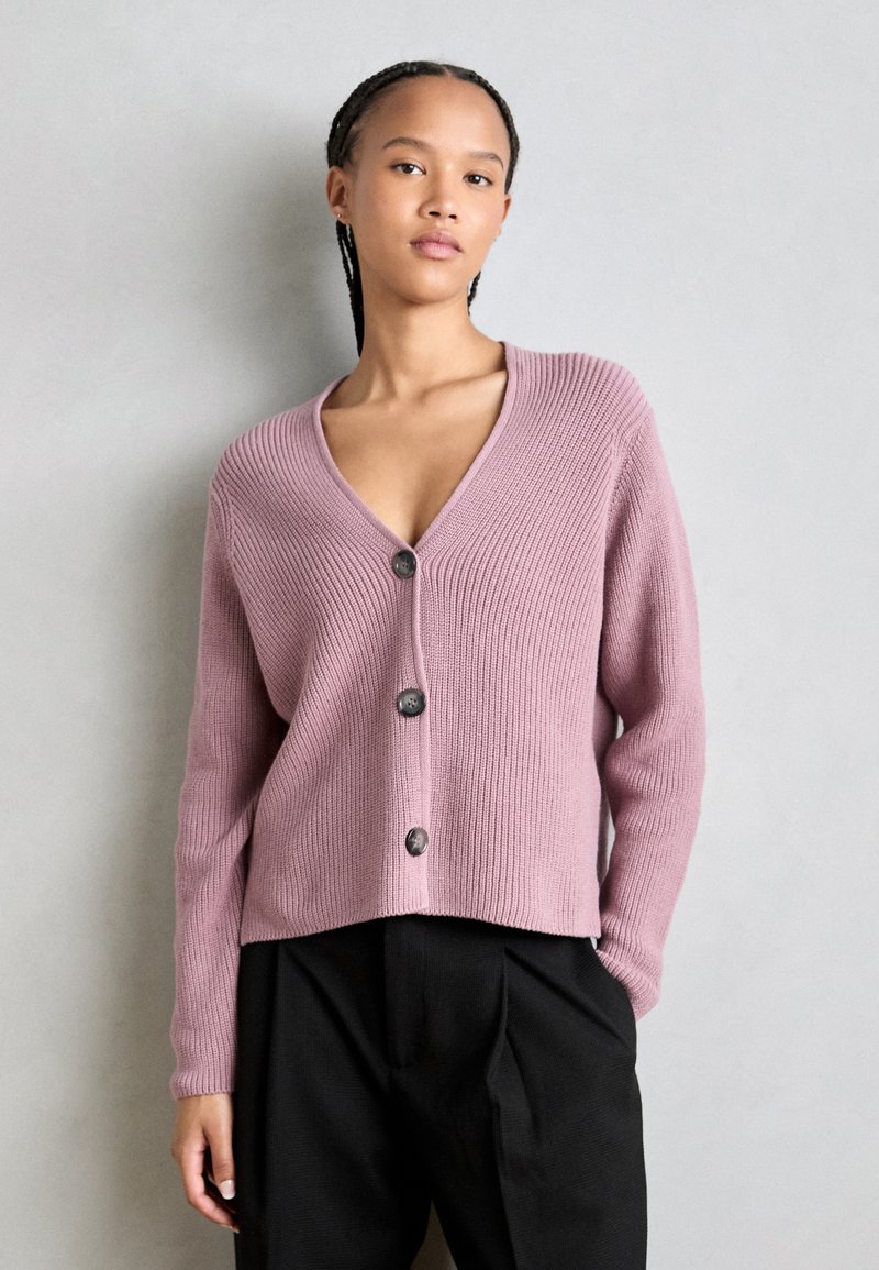 Marc O'Polo CARDIGAN LONGSLEEVE V NECK - Adīta jaka - dark mauve