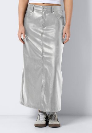 Noisy May NMKATH FRONT SLIT SKIRT - Maxi skirt - silver-coloured