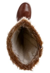 Stivale impermeabile marrone con bordo in pelliccia sintetica intorno all'apertura e una morbida fodera interna, che offre calore e comfort.