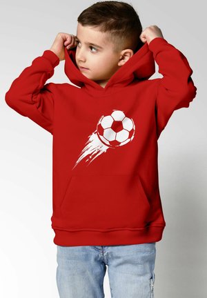 MoonWorks FUSSBALL SPORT GESCHENKE AUFDRUCK PRINT - Kapuzenpullover - rot
