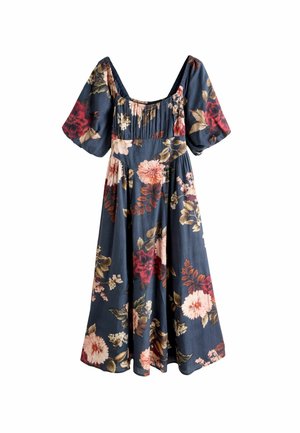 REGULAR FIT - PUFF SLEEVE MIDI  - Freizeitkleid - navy pink