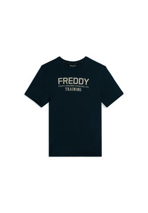 CENTRAL LOGO AND CAMOUFLAGE DETAIL - T-shirt con stampa - dark blue